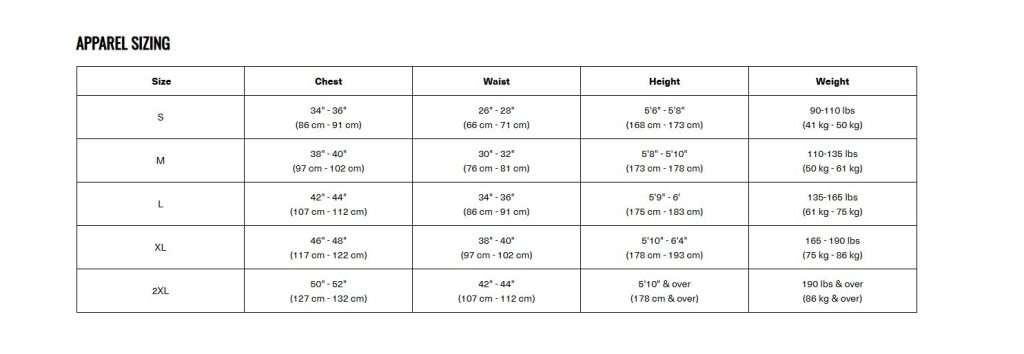 Size chart