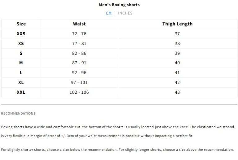 Size chart