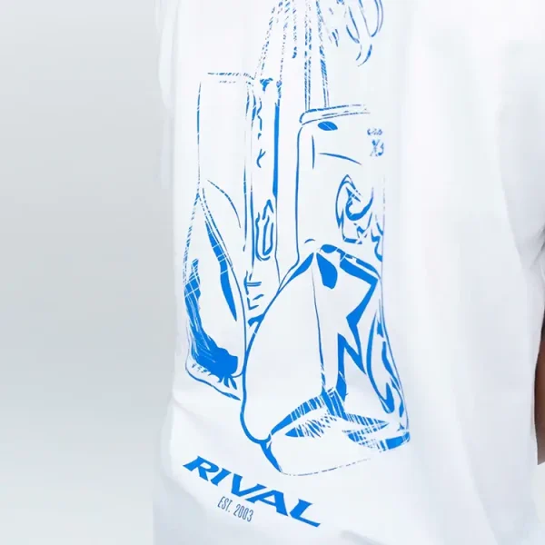 Close-up image of Rival Faded Gloves Graphic Tee with spandex