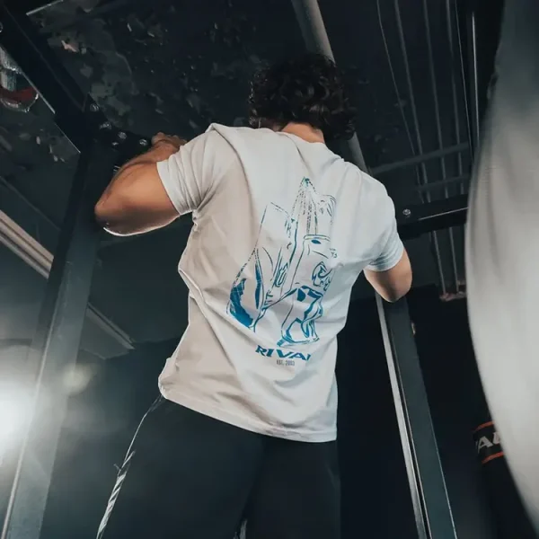 Close-up shot of Rival Faded Gloves Graphic Tee with Spandex