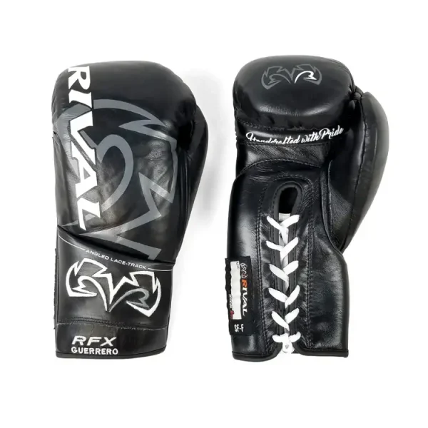 Rival Pro Fight Gloves RFX-Guerrero HDE-F - Black in Black — three‑quarter angle