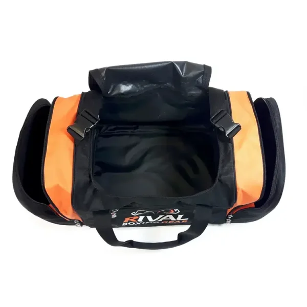 Rival RGB20 Gym Bag - Black/Orange in Black/Orange — logo close‑up
