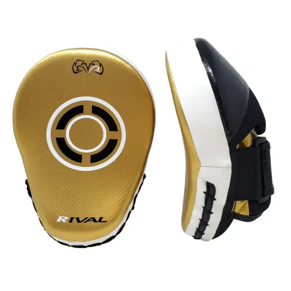 Rival Rpm7 Fitness Plus Punch Mitts Black Gold 1 Professional punch mitts by Rival RPM7 Fitness Plus