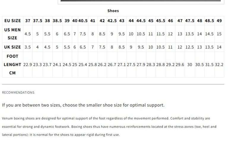 Size chart