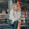 Rival Women's Cropped Heavyweight Fleece Hoodie in neutral color