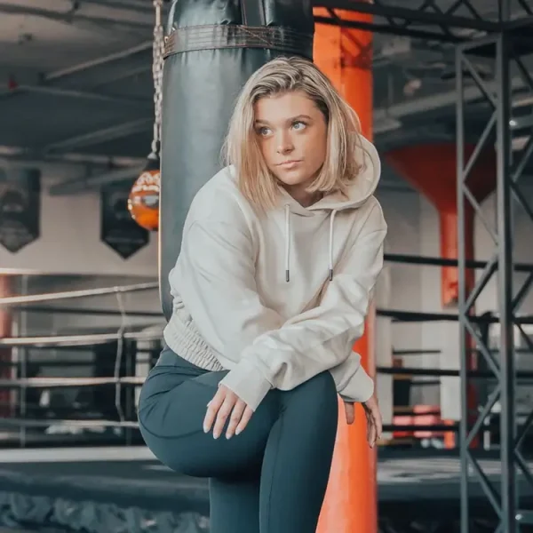 Rival Women's Cropped Heavyweight Fleece Hoodie in neutral color