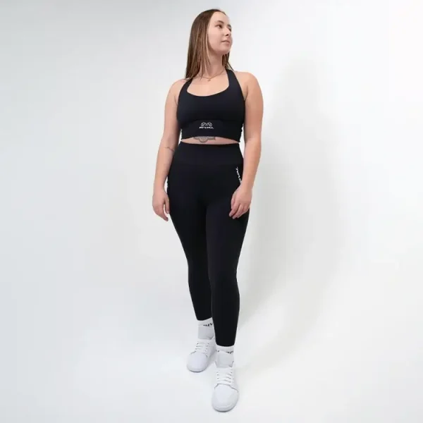 Rival Womens High Rise Leggings With Pockets Black 3 Woman wearing Rival Women's High-Rise Leggings with Pockets