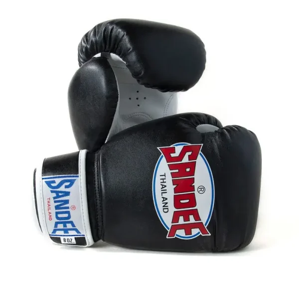Sandee Kids Boxing Gloves Authentic 2 Tone Velcro Black White 3 Child wearing Sandee Kids Boxing Gloves, authentic 2-tone with Velcro