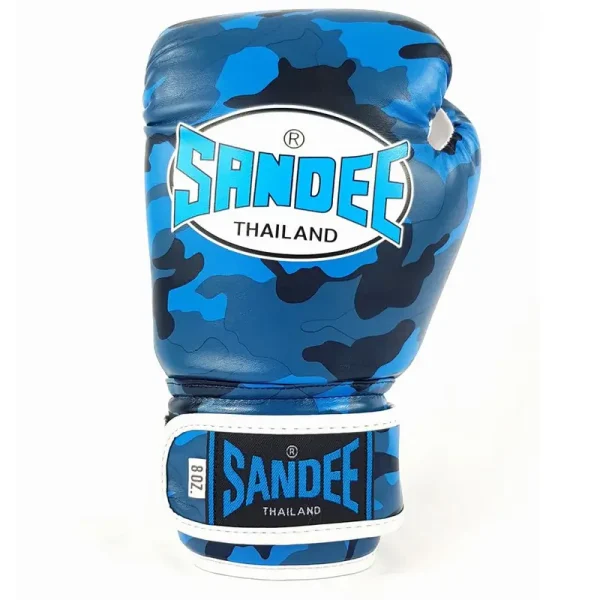 Sandee Kids Boxing Gloves Camo Velcro Blue 1 A pair of Sandee Kids Boxing Gloves Camo Velcro