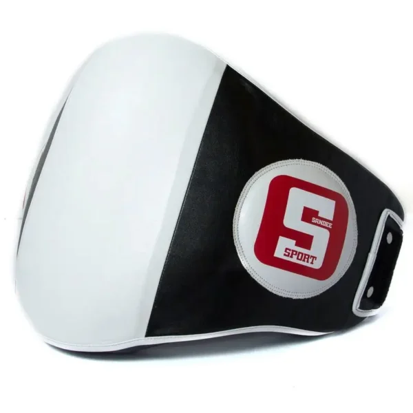 Person wearing a Sandee Sport Belly Pad for martial arts training.