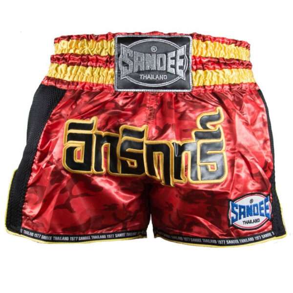 Sandee Muay Thai Shorts Supernatural Power in Red/Black/Gold - product image