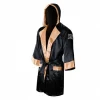 Cleto Reyes Satin Boxing Robe With Hood Black Gold 1 Cleto Reyes boxing robe with a hood in satin.