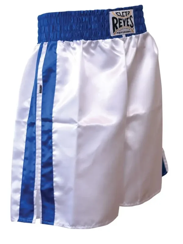 Cleto Reyes Satin Boxing Shorts White Blue 1 Cleto Reyes Satin Boxing Shorts