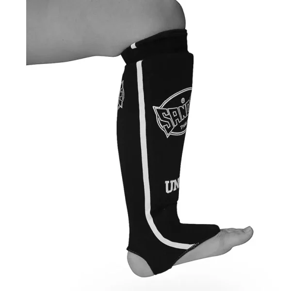 Sandee Cotton Slip-On Competition Shin Guards on a neutral background