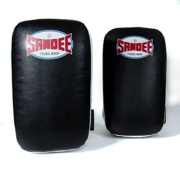 Sandee Extra Thick Flat Thai Small Kick Pads Black White 3 Two Sandee Extra Thick Flat Thai Small Kick Pads