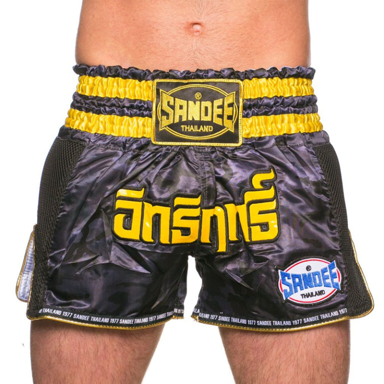 Sandee Muay Thai Shorts Supernatural Power in Black/Gold - product image