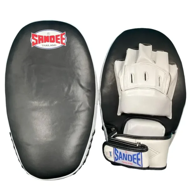 Sandee Xl Curved Focus Mitts Black White 1 Sandee XL Curved Focus Mitts for boxing training