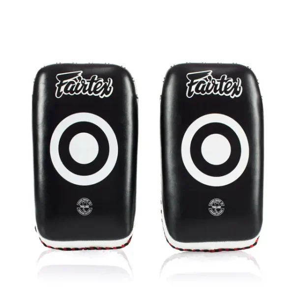 Fairtex KPLC1 Small Curved Kick Pads - Black in Black — front angle