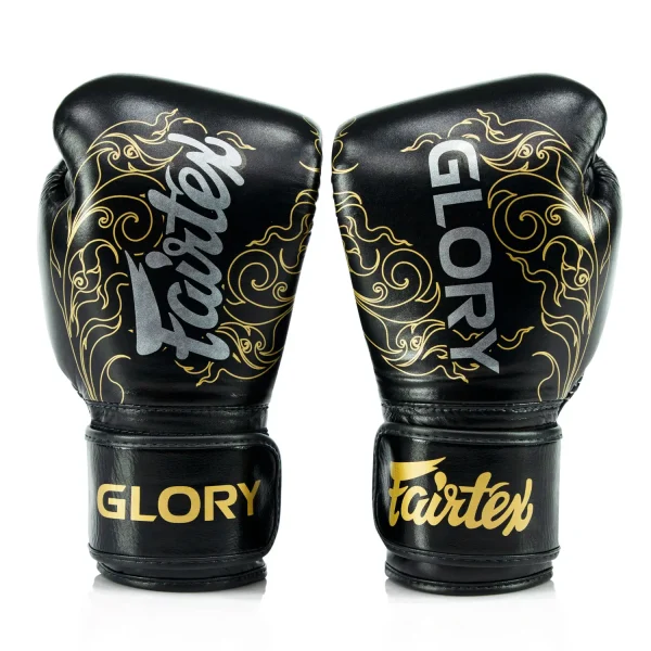 Black and white Fairtex X Glory Boxing Gloves BGVG3