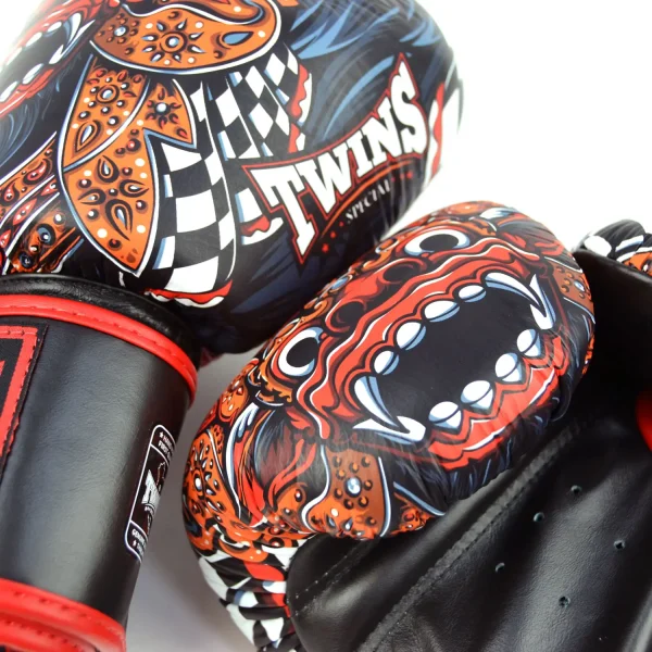 Twins Special Barong Boxing Gloves Fbgvl3 59 Black Red 2 Twins Special Barong Boxing Gloves FBGVL3-59 on white background