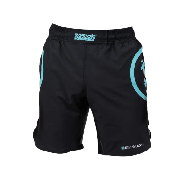 Scramble x Bitcoin.com Collaboration Shorts. Scramble x Bitcoin.com shorts design.