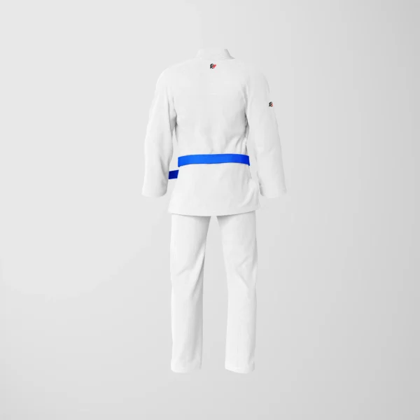 RashTag Core Jiu Jitsu BJJ Gi - White in White — logo close‑up