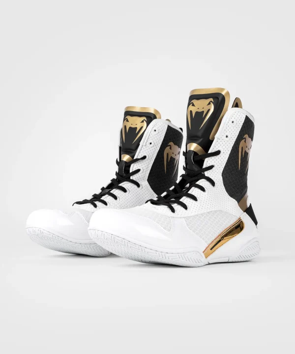 Venum Elite Boxing Shoes in White/Black/Gold - product image