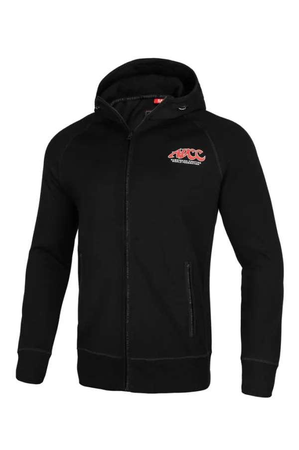 Man wearing Pitbull Sports Official ADCC Zip-Up Hoodie