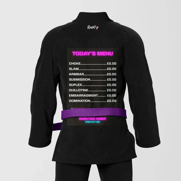 RashTag Open Mat Jiu Jitsu BJJ Gi - Black in Black — flat lay