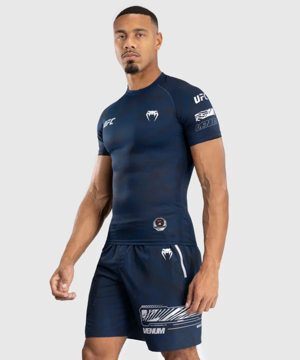 Man modelling the Venum x UFC Fusion Men's Fight Week Performance Short Sleeve Rashguard
