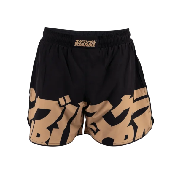 A pair of Scramble Baka Shorts displayed against a white backdrop