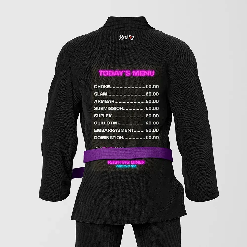 RashTag Open Mat Jiu Jitsu BJJ Gi - Black in Black — flat lay