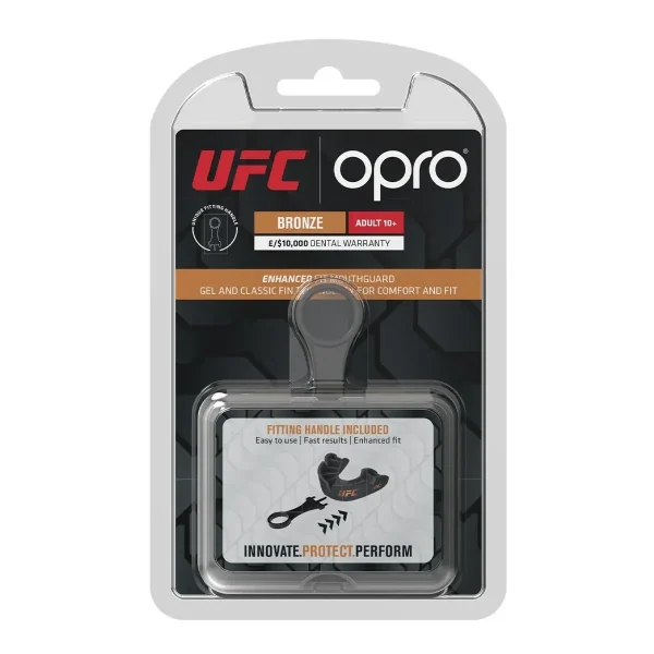 Opro Bronze Level UFC Mouthguard displayed on white background.
