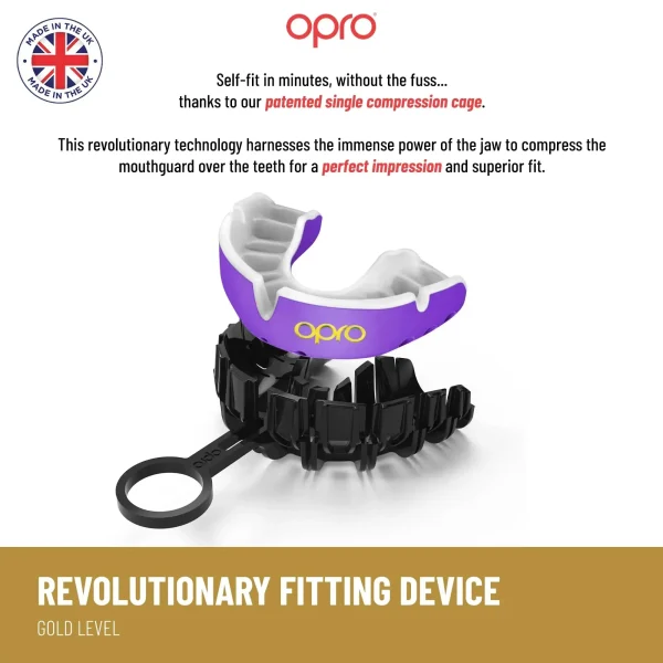 Opro Gold Level Mouthguard Purple Pearl 1 Opro Gold Level Mouthguard in black and gold color