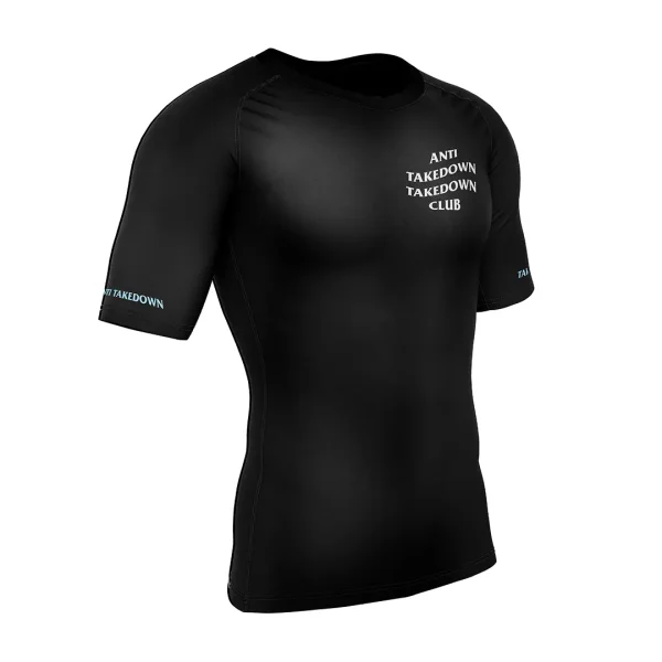 Male athlete wearing RashTag Anti Takedown Takedown Club Rash Guard