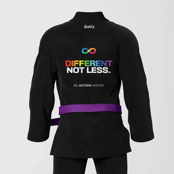 RashTag Be Autism Aware BJJ Gi - Black in Black — side profile