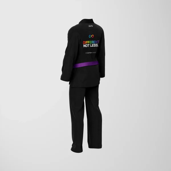 RashTag Be Autism Aware BJJ Gi - Black in Black — logo close‑up