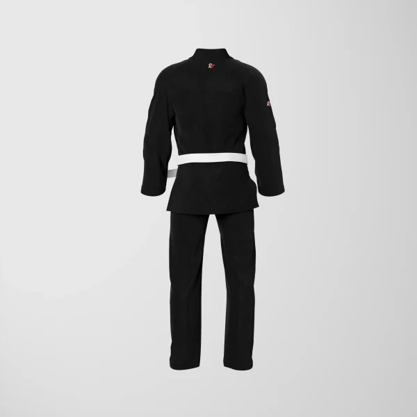 RashTag Kids Core Jiu Jitsu BJJ Gi - Black in Black — back view