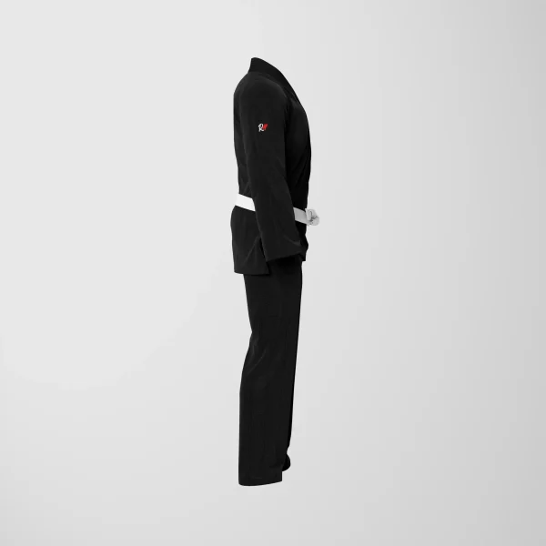 RashTag Kids Core Jiu Jitsu BJJ Gi - Black in Black — side profile