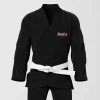 Rashtag Kids Hero B Jiu Jitsu Bjj Gi Black 1 RashTag Kids Hero-B Jiu Jitsu BJJ Gi - Black in Black — three‑quarter angle