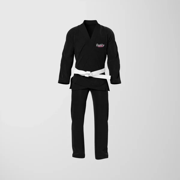 RashTag Kids Hero-G Jiu Jitsu BJJ Gi - Black in Black — waistband detail
