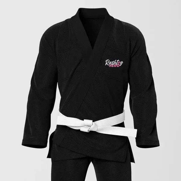 RashTag Kids Hero-G Jiu Jitsu BJJ Gi - Black in Black — rear print