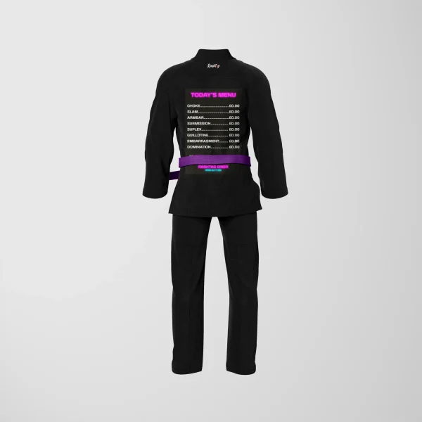 RashTag Open Mat Jiu Jitsu BJJ Gi - Black in Black — graphic close‑up