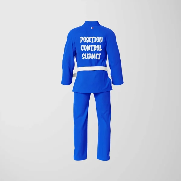 RashTag Position Control Submit Jiu Jitsu BJJ Gi - Blue in Blue — front angle