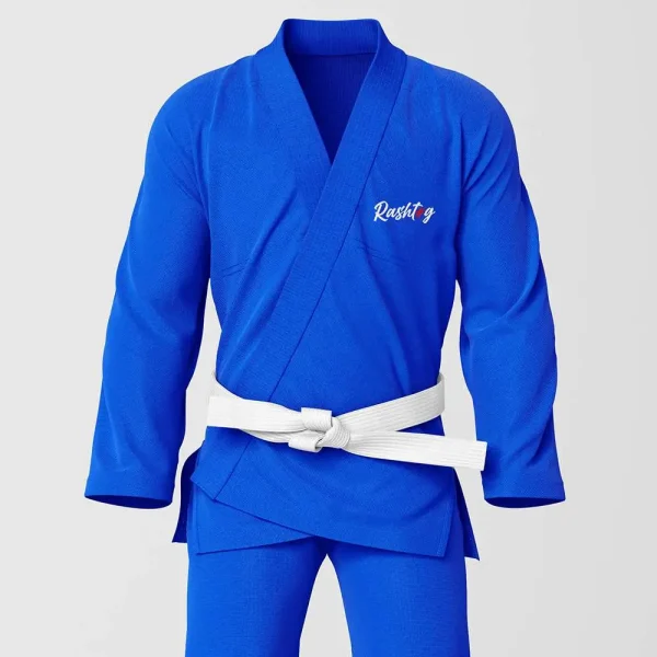 RashTag Position Control Submit Jiu Jitsu BJJ Gi - Blue in Blue — on‑body look