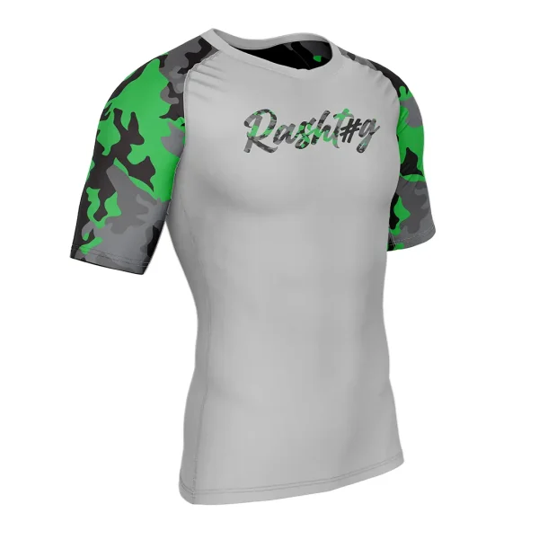 Athletic man wearing RashTag Tactical Camo Rash Guard