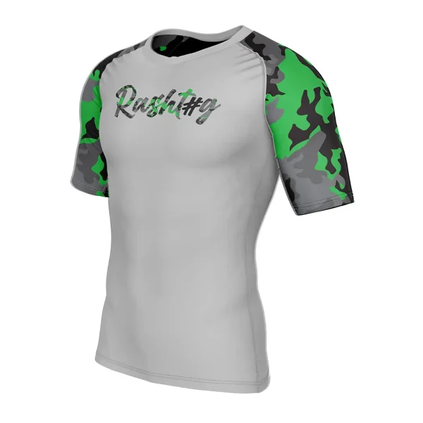 RashTag Tactical Camo Rash Guard on a grey background