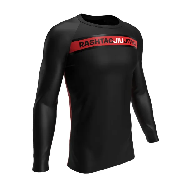 RashTag Titan Rash Guard - Black/Red in Black/Red — on‑body look