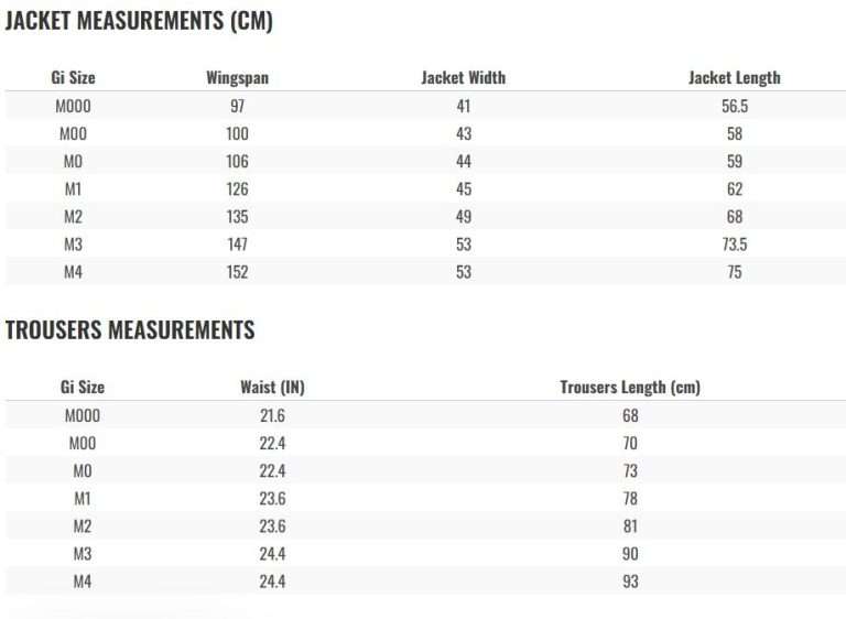 Size chart