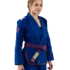 Scramble Athlete Bjj Gi Womens Blue 2 Female athlete wearing Scramble Athlete BJJ Gi